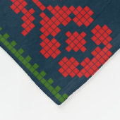 パレスチナ刺しゅうタスリーズレッド緑5パターン フリースブランケット (角)