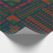 パレスチナ刺しゅうタスリーズレッド緑5パターン ラッピングペーパー (角)