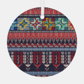 パレスチナ刺しゅうモチーフ。 ガラスオーナメント (裏面)