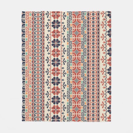 パレスチナ刺しゅうモチーフ:伝統的美しい。 フリースブランケット (正面)