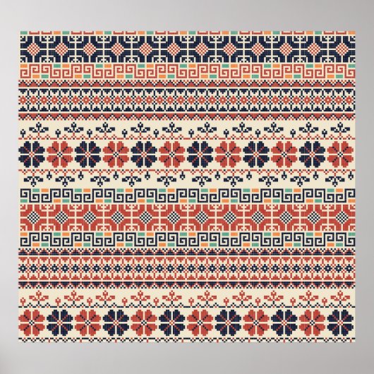 パレスチナ刺しゅうモチーフ:伝統的美しい。 ポスター (正面)