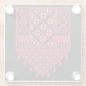 パレスチナ刺繍タスリーズ印刷デザイン ガラスコースター (裏面)