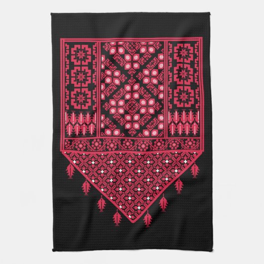 パレスチナ刺繍タスリーズ印刷デザイン キッチンタオル (縦)