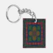パレスチナ刺繍タトレーズ　赤緑　5つのパターン キーホルダー (正面左)