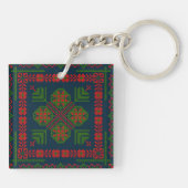 パレスチナ刺繍タトレーズ　赤緑　5つのパターン キーホルダー (裏面)