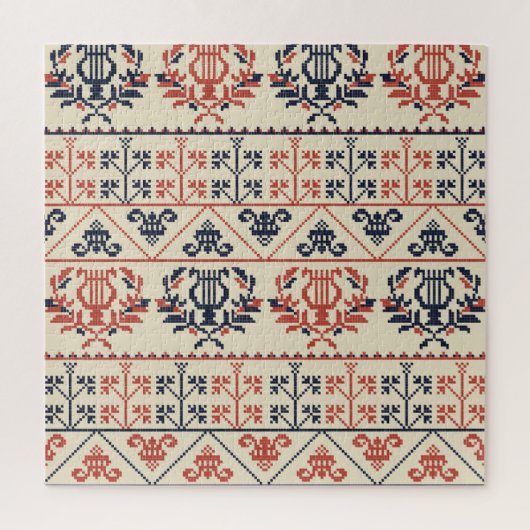 パレスチナ刺繍モチーフ、シームレスなパターンdes ジグソーパズル (縦)