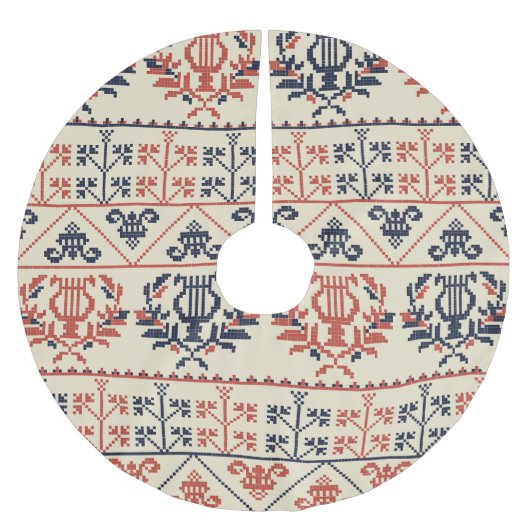 パレスチナ刺繍モチーフ、シームレスなパターンdes ブラッシュドポリエステルツリースカート (正面)