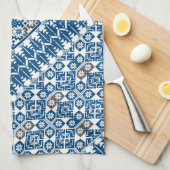 パレスチナ刺繍模様プリントデザイン キッチンタオル (四つ折り)