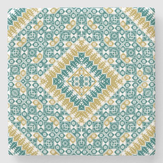 パレスチナ刺繍模様プリントデザイン ストーンコースター (正面)