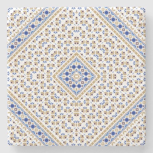パレスチナ刺繍模様プリントデザイン ストーンコースター (正面)