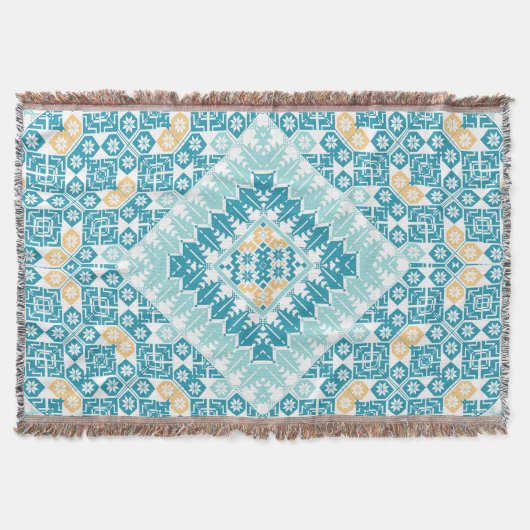 パレスチナ刺繍模様プリントデザイン スローブランケット (正面)