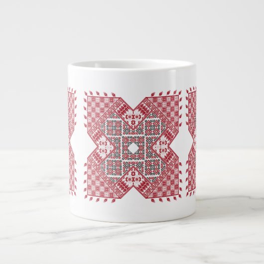 パレスチナ刺繍模様 ジャンボコーヒーマグカップ (正面)