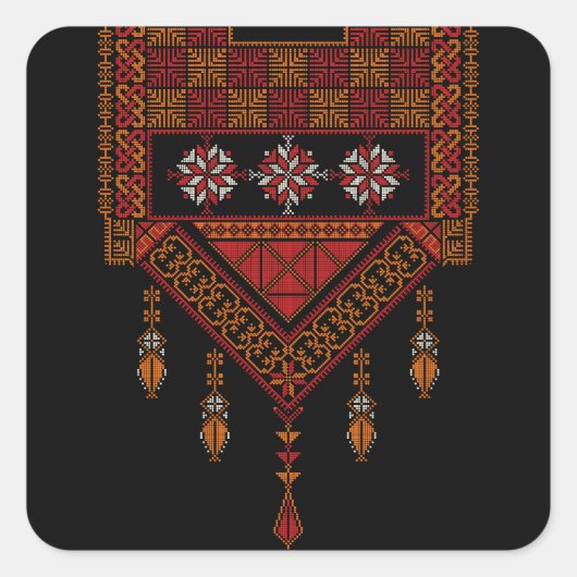 パレスチナ刺繍芸術 スクエアシール (正面)