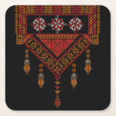 パレスチナ刺繍 |パレスティナアート スクエアペーパーコースター (正面)