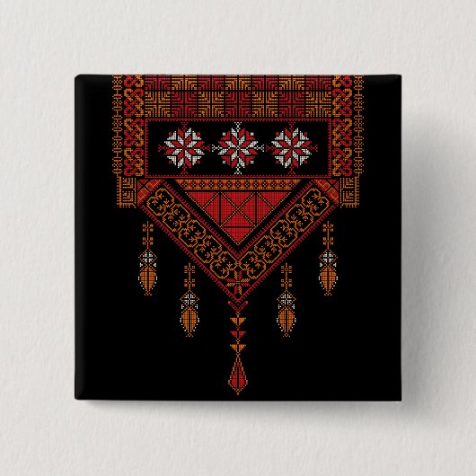 パレスチナ刺繍 |パレスティナアート 缶バッジ (正面)