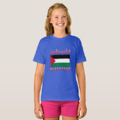 パレスチナ国旗فلسطينアラビア語・英語ワードアート Tシャツ (正面フル)