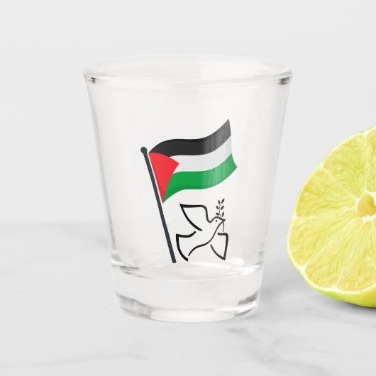 パレスチナ国旗فلسطينピース鳩 |無料パレスチナ ショットグラス (正面)