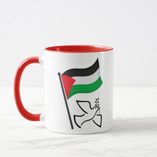パレスチナ国旗فلسطينピース鳩 |無料パレスチナ マグカップ (左)
