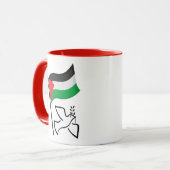 パレスチナ国旗فلسطينピース鳩 |無料パレスチナ マグカップ (正面左)