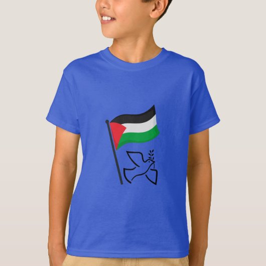 パレスチナ国旗فلسطينピース鳩 |無料パレスチナ Tシャツ (正面)