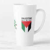 パレスチナ国旗とオリーブの木で立つ カフェラテマグ (右)