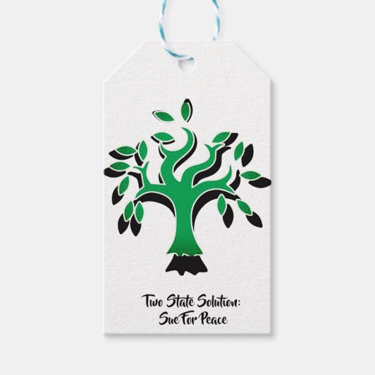 パレスチナ国旗とオリーブの木で立つ ギフトタグ (正面)