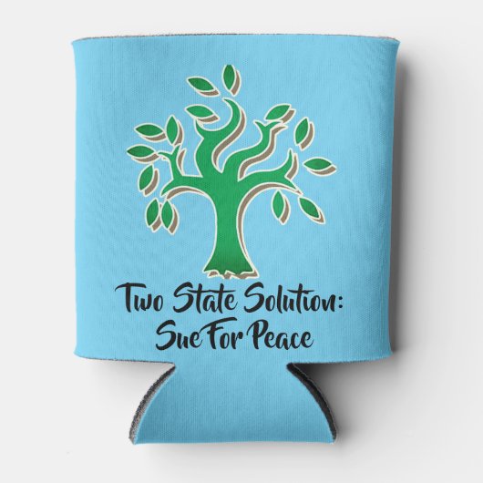 パレスチナ国旗とオリーブの木で立つ 缶クーラー (正面)