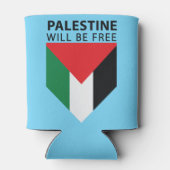 パレスチナ国旗とオリーブの木で立つ 缶クーラー (裏面)