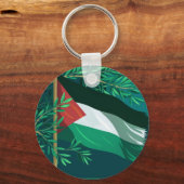 パレスチナ国旗とオリーブの木 キーホルダー (正面)
