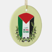 パレスチナ国旗とオリーブの枝 セラミックオーナメント (右)