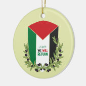 パレスチナ国旗とオリーブの枝 セラミックオーナメント (左)