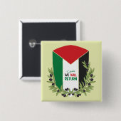 パレスチナ国旗とオリーブの枝 缶バッジ (正面&裏面)