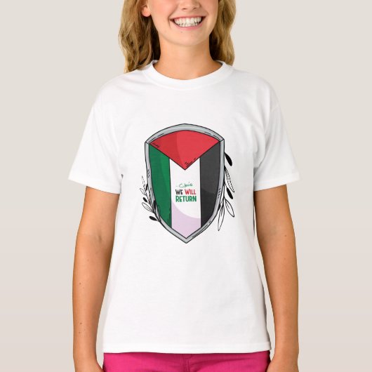 パレスチナ国旗とオリーブの枝 Tシャツ (正面)