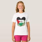パレスチナ国旗とオリーブの枝 Tシャツ (正面フル)