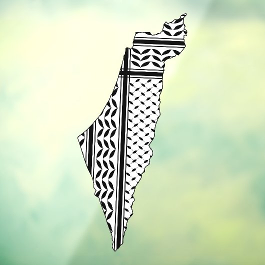 パレスチナ国旗とケフィヨンパターン付き地図 ウィンドウサイン (シート3)