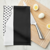 パレスチナ国旗とケフィヨンパターン付き地図 キッチンタオル (四つ折り)