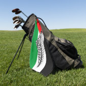 パレスチナ国旗とケフィヨンパターン付き地図 ゴルフタオル (グリーン)