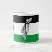 パレスチナ国旗とケフィヨンパターン付き地図 ジャンボコーヒーマグカップ (正面)