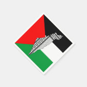 パレスチナ国旗とケフィヨンパターン付き地図 スタンダードカクテルナプキン (角)