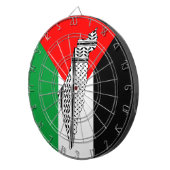 パレスチナ国旗とケフィヨンパターン付き地図 ダーツボード (正面右)