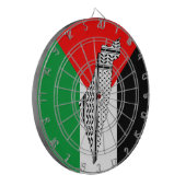 パレスチナ国旗とケフィヨンパターン付き地図 ダーツボード (正面左)