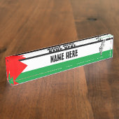 パレスチナ国旗とケフィヨンパターン付き地図 デスクネームプレート (側面)