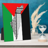 パレスチナ国旗とケフィヨンパターン付き地図 フォトプラーク (側面)