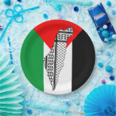 パレスチナ国旗とケフィヨンパターン付き地図 ペーパープレート (パーティー)