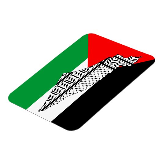 パレスチナ国旗とケフィヨンパターン付き地図 マグネット (左側)