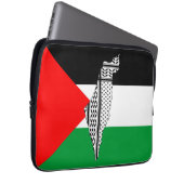 パレスチナ国旗とケフィヨンパターン付き地図 ラップトップスリーブ (正面右)