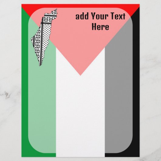 パレスチナ国旗とケフィヨンパターン付き地図 レターヘッド (正面)