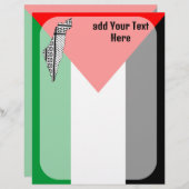 パレスチナ国旗とケフィヨンパターン付き地図 レターヘッド (正面/裏面)