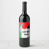 パレスチナ国旗とケフィヨンパターン付き地図 ワインラベル (正面)