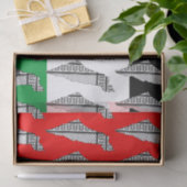 パレスチナ国旗とケフィヨンパターン付き地図 薄葉紙 (ギフト)